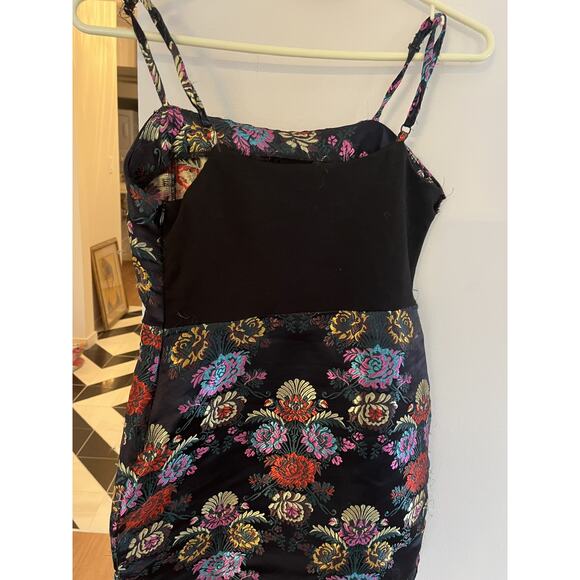 Zara Trafuluc Vtg Juniors Mini Dress 26 Black Brocade Strappy Y2K Party Resort - Picture 5 of 9